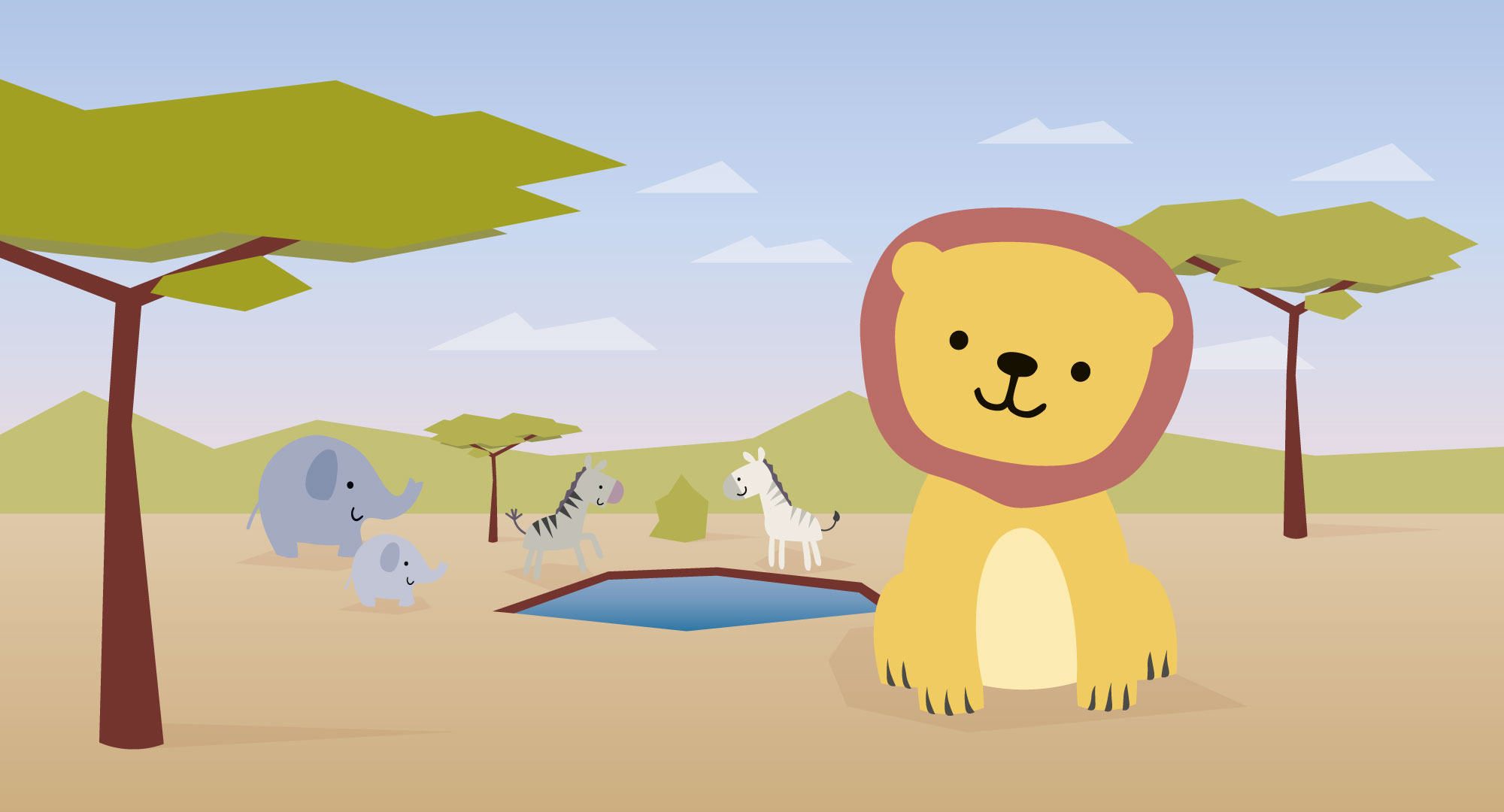 Löwe und andere Tiere (Illustration)